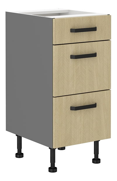 Dolní kuchyňská skříňka Scarmi 40 D 3S BB PREMIUM BOX (Antracit + Herringbone scandi)