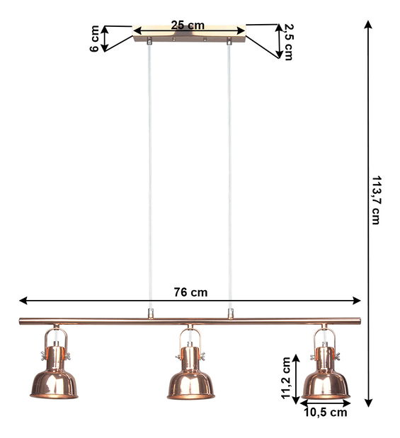 Závěsná lampa Avril 4 (růžovozlatá)