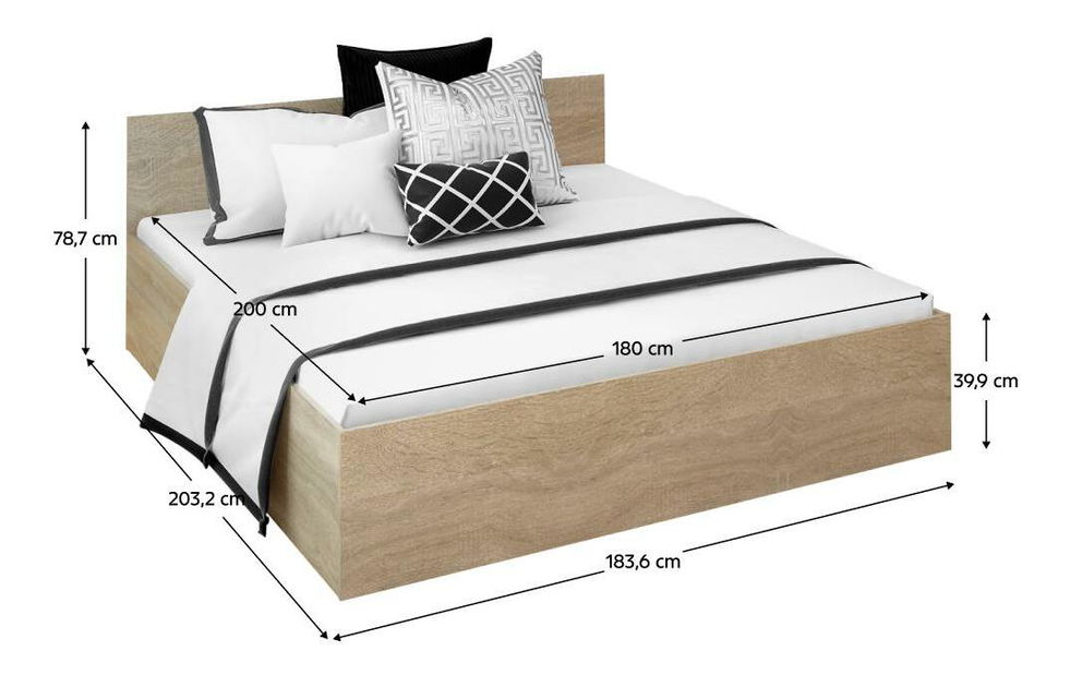 Manželská postel 180 cm Discutibles (dub sonoma) (s roštem) (s úl. prostorem)