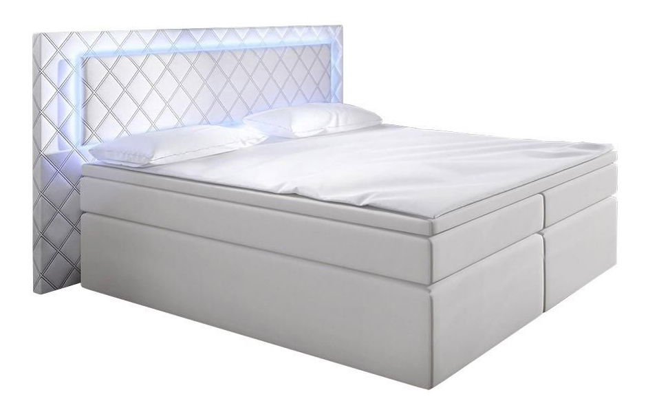 Manželská postel Boxspring 140 cm Pius (bílá) (s matracemi)