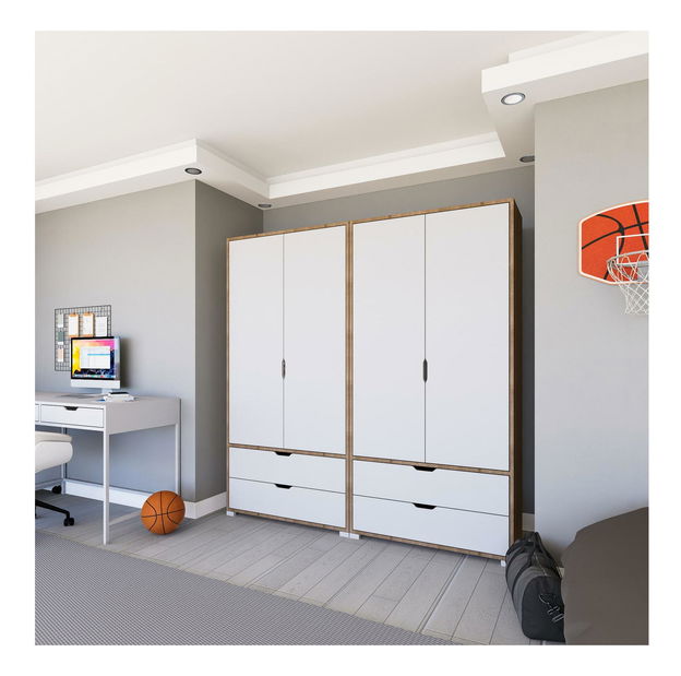 Šatní skříň Nisae 21 (ořech světlý + bílá)