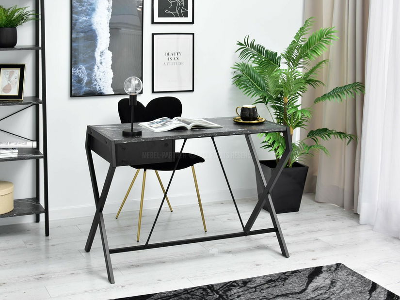 PC stolek Desiguo (černý mramor + černá)