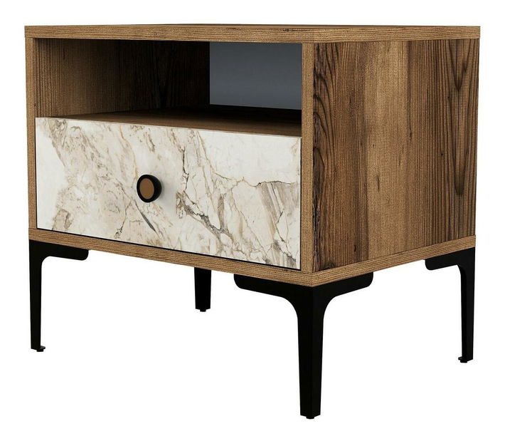 Noční stolek Logan (ořech + bílá)