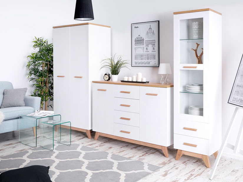 Šatní skříň Balones BG01 (bílá + dub)