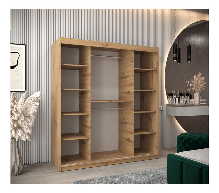 Šatní skříň 180 cm Toki 2 (Dub artisan + Dub artisan)