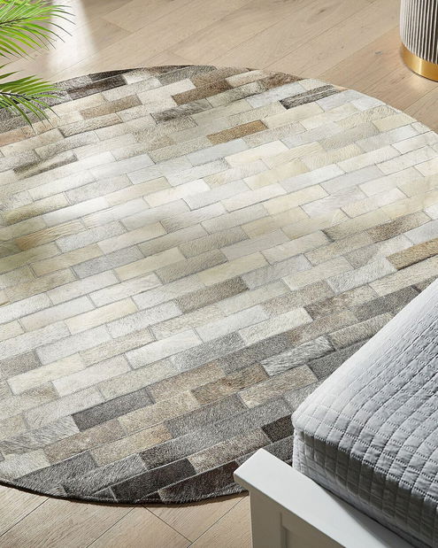 Koberec 140 cm DARAL (kulatý) (hnědá + béžová)