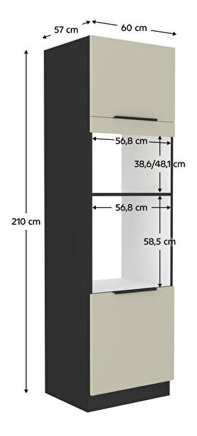 Vysoká skříňka na vestavnou troubu a mikrovlnnou troubu Arikona 60 DPM 210 2F (kašmír + černá)