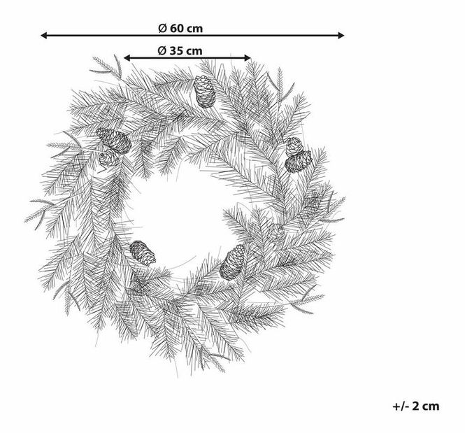 Věnec na dveře ø 60 cm Kamer (zelená) (s osvětlením)