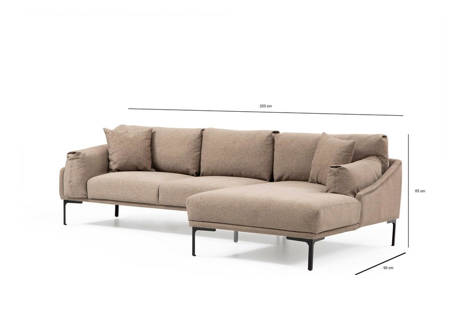 Rohová sedačka Leonero (P) (světlá mocha + černá)