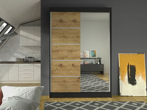 Šatní skříň Paris III (černá + dub artisan)