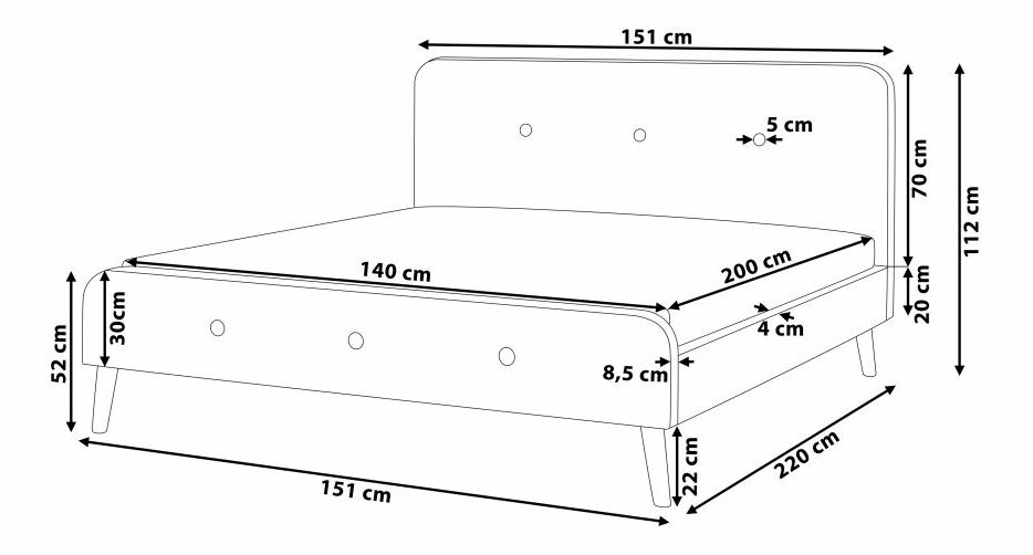 Manželská postel 140 cm ROME (s roštem) (světle šedá)