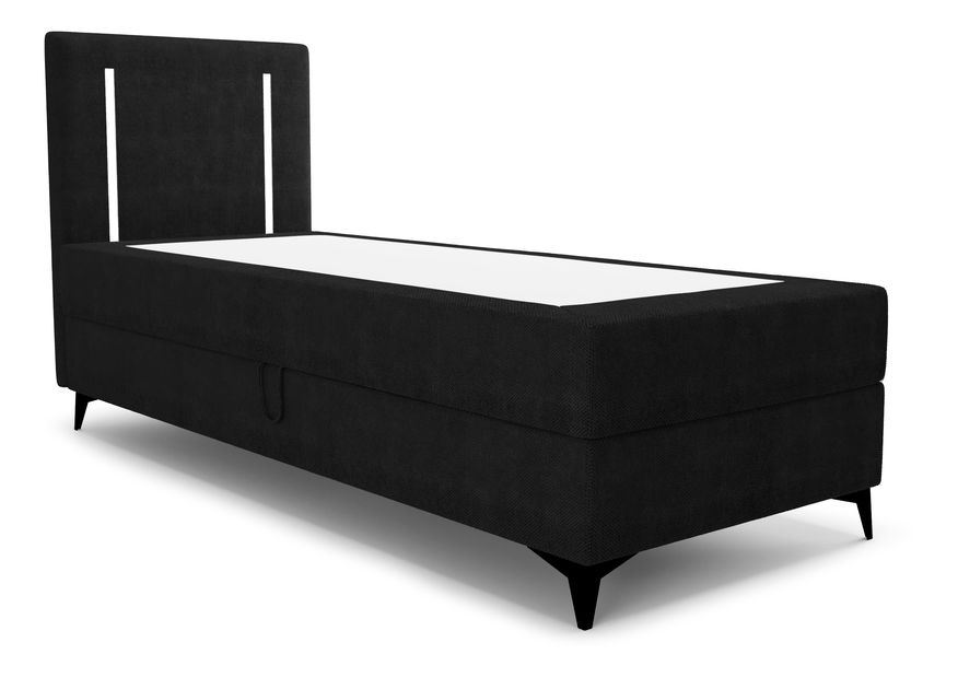 Jednolůžková postel 90 cm Ortega Comfort (černá) (s roštem a matrací, s úl. prostorem) (s LED osvětlením)