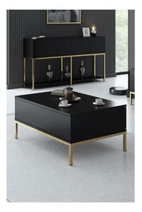 Konferenční stolek Lurde (černá + zlatá)