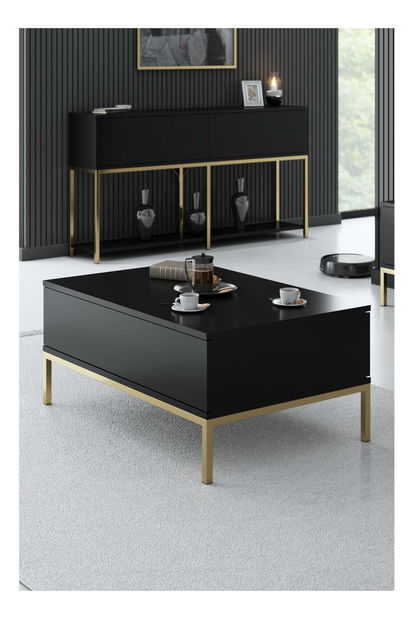 Konferenční stolek Lurde (černá + zlatá)