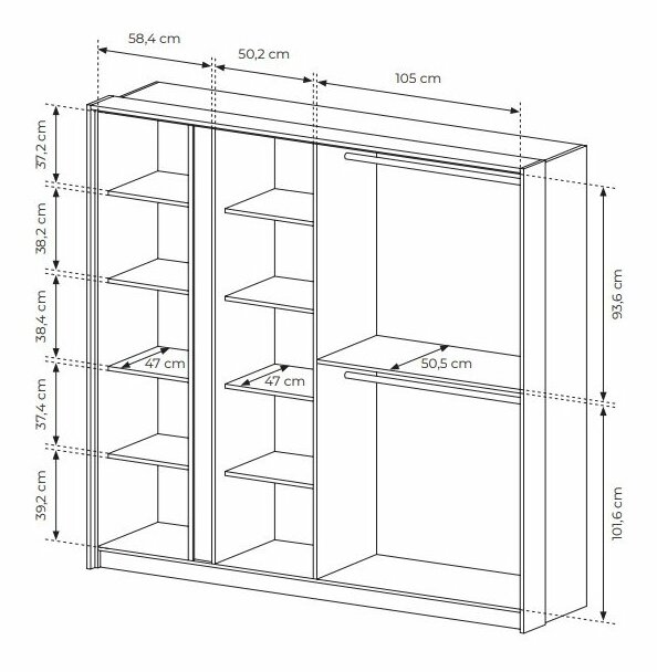 Šatní skříň Danton 220 (se zrcadlem) (béžová)