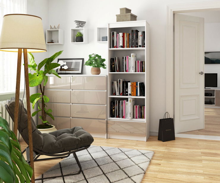 Regál Radha (bílá + cappuccino lesk)