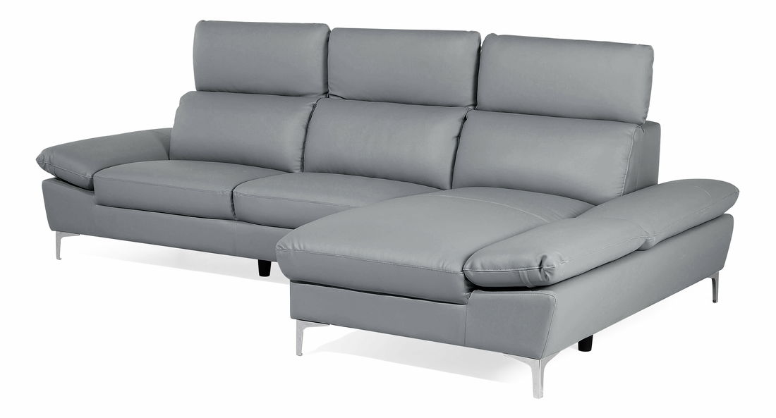 Kožená Rohová sedací souprava Farona (světle šedá) (P)