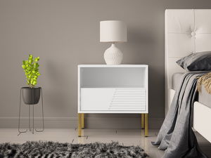 Noční stolek Meretoza 02 (bílá + zlatá)