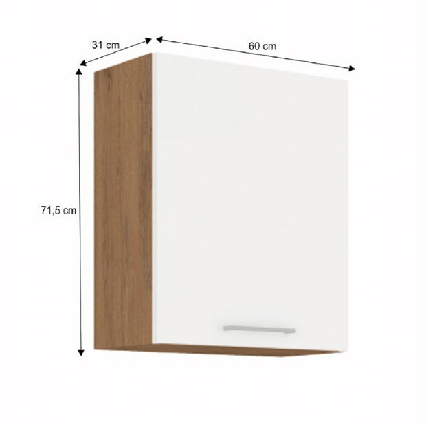 Horní kuchyňská skříňka 60 G-72 1F Velaga (lesk bílý + dub lancelot)