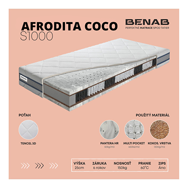 Taštičková matrace Benab Afrodita Coco S1000 200x160 cm (T4/T5)