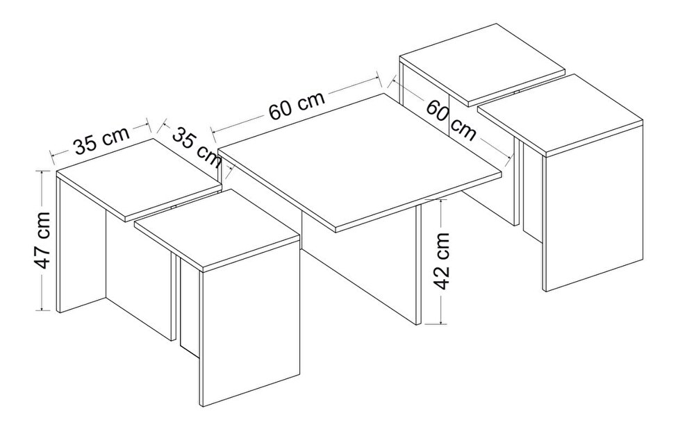 Set konferenčních stolků Oven (Dub + Černá)