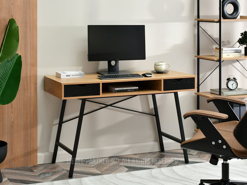 PC stolek Gavon (dub černý + černá)