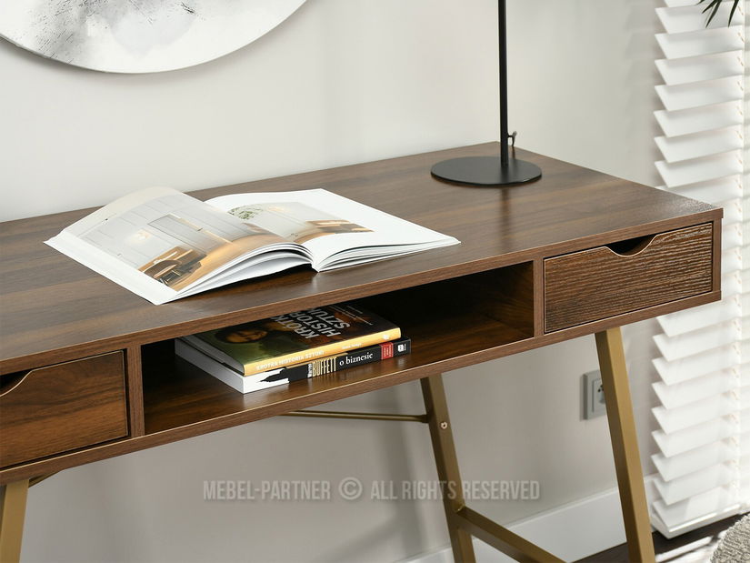 PC stolek Gavon (ořech + zlatá)