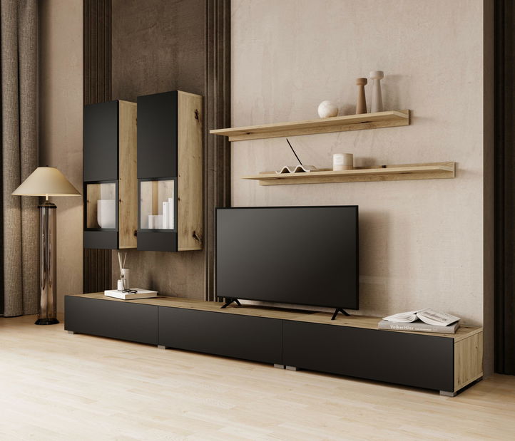 Obývací stěna Barly BM10 (dub artisan + černá matná)