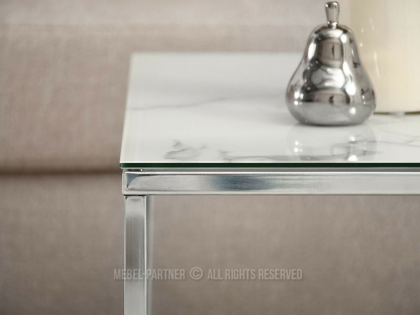 Konferenční stolek Bella M (bílý mramor + chromová)