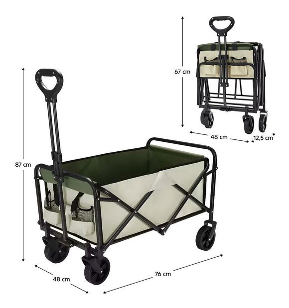 Zahradní vozík Karla (béžová + zelená + černá)