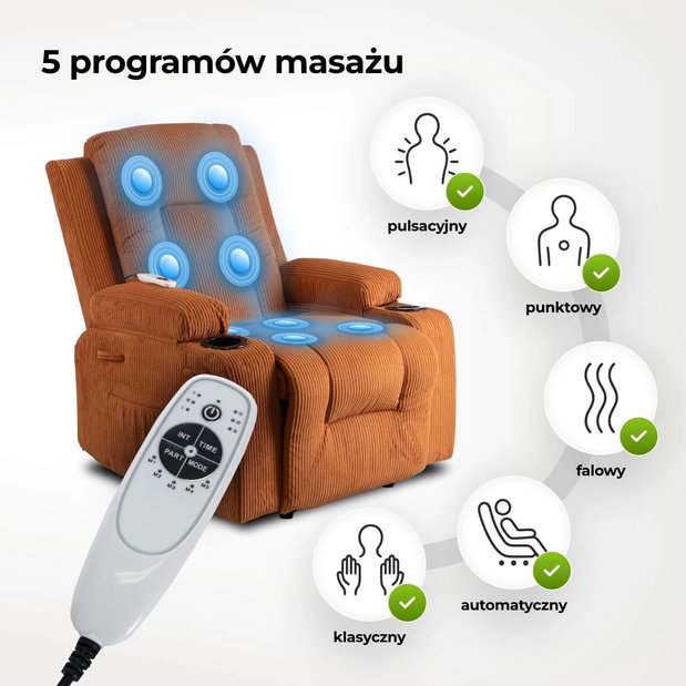 Masážní křeslo Banesto (oranžová)