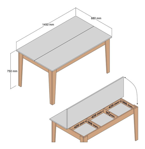 Jídelní stůl (pro 6 osob) Millano (ořech + krémová)