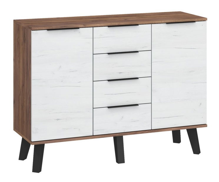 Komoda Shela SVN-02 (craft tobaco + bílý lesk)