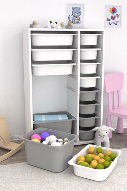 Organizér na hračky Dremonka 7 (bílá + šedá)