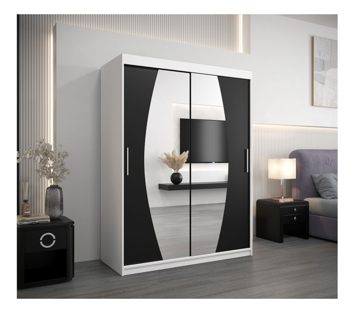 Šatní skříň 150 cm Eclipse (bílá matná + černá matná)