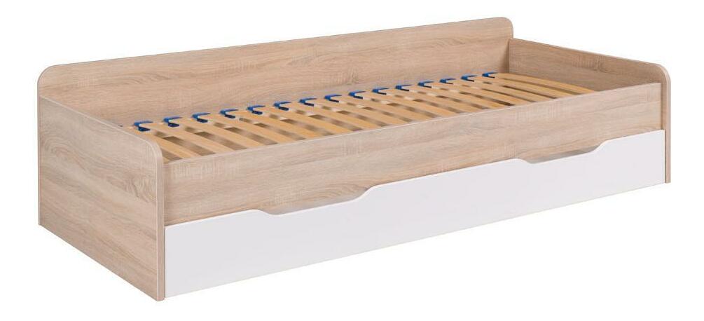 Jednolůžková postel 80 cm Telvera 1 (dub sonoma + bílá) (s roštem a matrací) (s úl. prostorem)