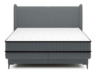 Manželská kontinentální postel 140 cm Dalmo 140 (s roštem) (s úl. prostorem) (šedočerná světlejší + černá)