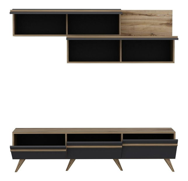 Obývací stěna Amstel (antracit + ořech)