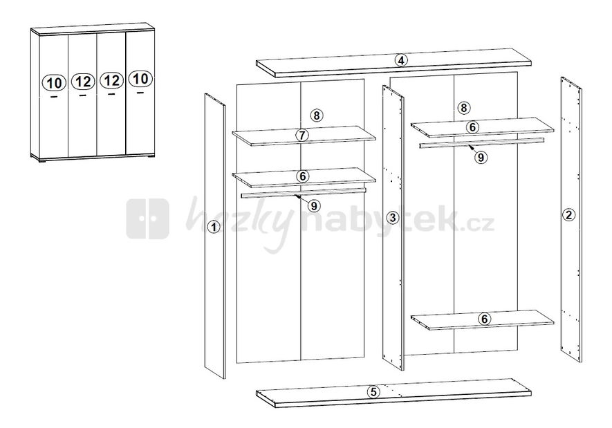 Šatní skříň BRW AFFI SZF4F/200 