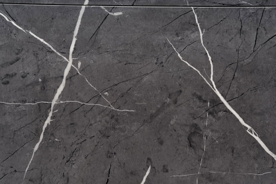 Jídelní stůl Roder (šedý mramor + tmavě šedá) (pro 4 až 6 osob)