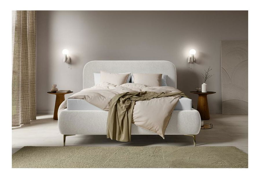 Manželská postel 160 cm Mononoke 160 (s roštem) (béžová + zlatá)