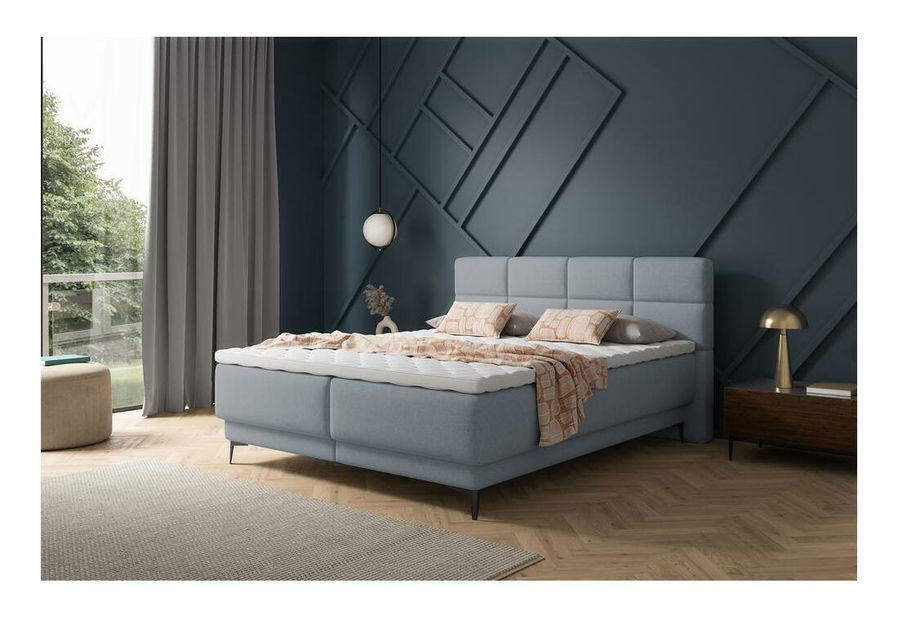 Manželská kontinentální postel cm Riviera (s roštem a matrací) (s úl. prostorem) (grafit + černá)