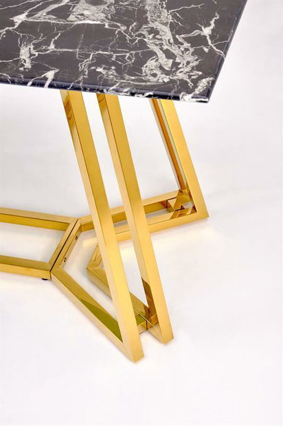 Jídelní stůl Kamoni (černý mramor + zlatá) (pro 6 osob)