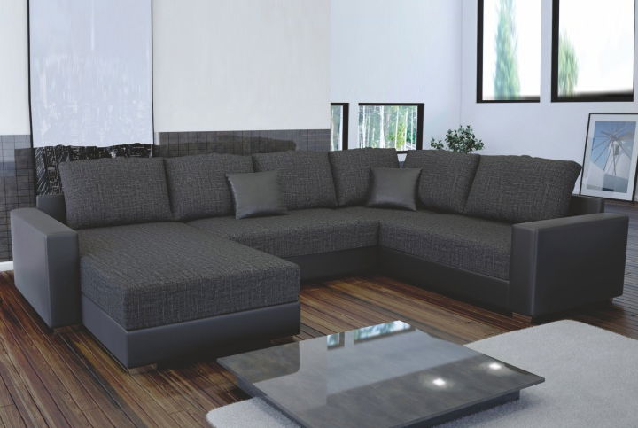 Rohová sedací souprava U Stilo černá + tmavošedá (L)