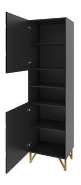 Regál Nevatas 05 (černá + lesk černý + zlatá)