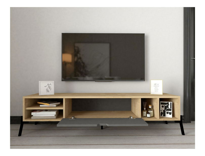 Souprava nábytku do obývacího pokoje Ponusetta (dub safírový + antracit)