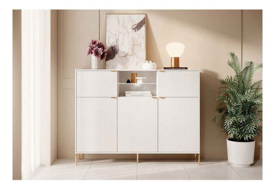 Skříňka Calvo C3 (bílá + zlatá)