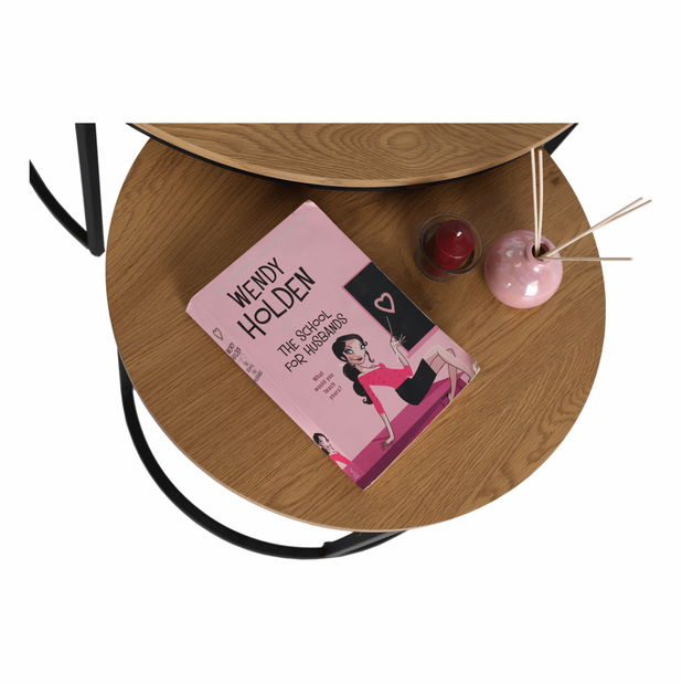 Set 2 konferenčních stolků Ilak (dub + černá)