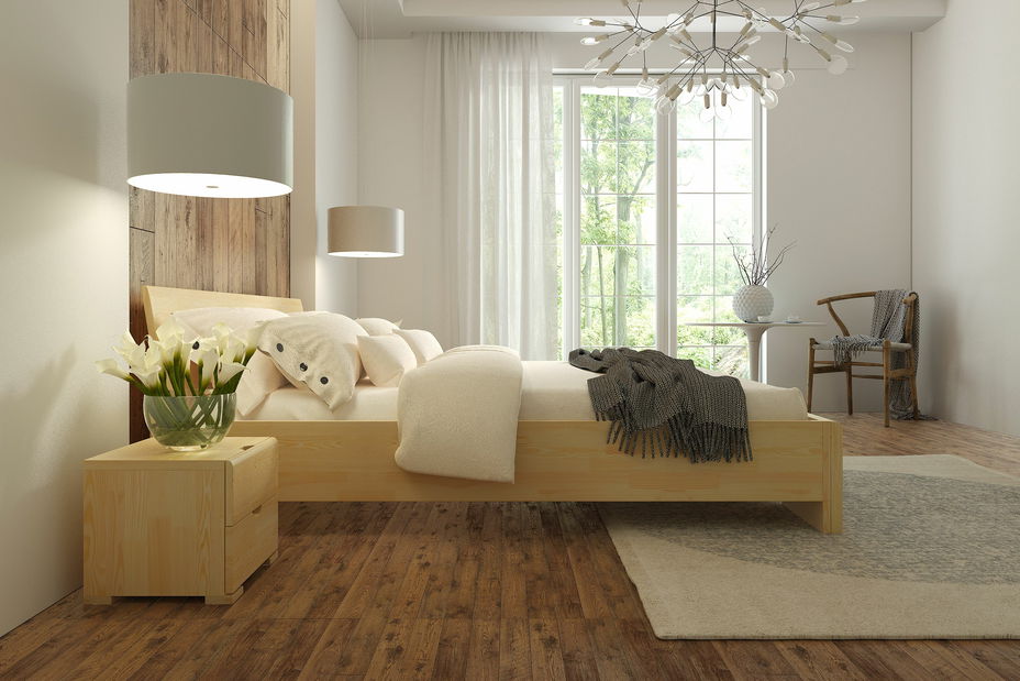 Manželská postel 180 cm Naturlig Blomst High (borovice) (s roštem)