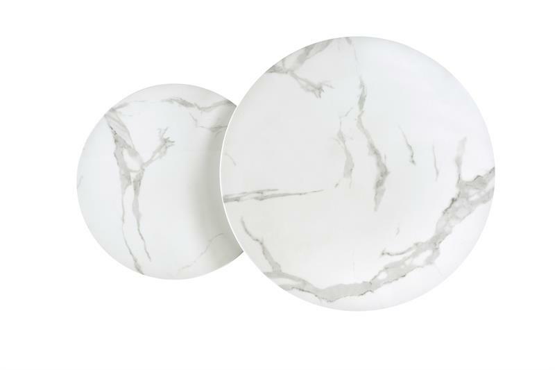 Set 2 ks. Konferenčních stolků Merac (mramor bílý + stříbrná)